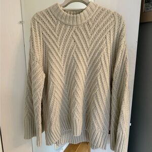 White Chunky Crewneck Sweater